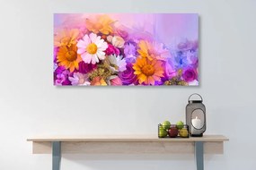 Εικόνα ελαιογραφία με πολύχρωμα λουλούδια