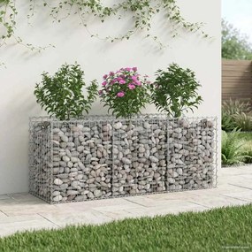 vidaXL Ανασηκωμένο κρεβάτι gabion Ασημί