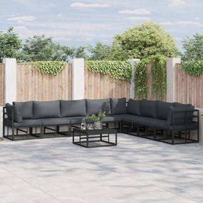 vidaXL Σετ Καναπέ Κήπου 9 pcs Μαύρο 70 x 70 x 32 εκ Αλουμίνιο