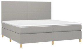 Κρεβάτι Boxspring με Στρώμα Ανοιχτό Γκρι 200x200 εκ. Υφασμάτινο - Γκρι