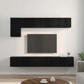 vidaXL Σετ επίπλου τηλεόρασης 5 pcs Μαύρη Οξυά Επεξεργασμένο ξύλο