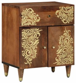 Κομοδίνο με Πόρτα Μέλι Καφέ 50 x 33 x 60 εκ Στερεό ξύλο μάνγκο