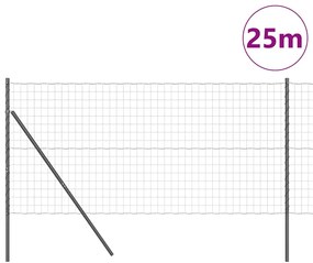 vidaXL Τεντώτο με στήριγμα Γκρι 1 x 25 m Ατσάλι