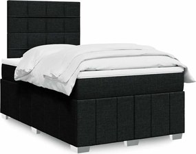 vidaXL Κρεβάτι Boxspring με Στρώμα Μαύρο 120x200 εκ. Υφασμάτινο