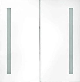 vidaXL Καθρέφτης Μπάνιου με Ντουλάπι &amp; LED Λευκό/Δρυς 62x14x60 εκ.
