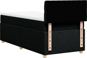 vidaXL Κρεβάτι Boxspring με Στρώμα Μαύρο 90x200 εκ. Υφασμάτινο
