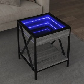 vidaXL Τραπεζάκι Άπειρο Φως LED Γκρι Sonoma 40x40x50 εκ.