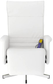 vidaXL Πολυθρόνα Μασάζ Ανακλινόμενη με Υποπόδιο Λευκή Συνθετικό Δέρμα