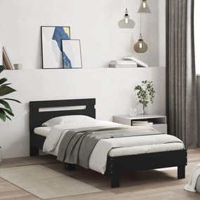 vidaXL Πλαίσιο Κρεβατιού με Κεφαλάρι Μαύρο 90x190 εκ. Επεξ. Ξύλο