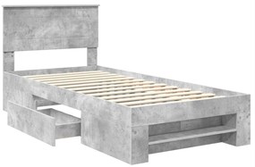 vidaXL Σκελετός Κρεβατιού με κεφαλάρι Σκυρόδεμα Γκρι 90 x 200 cm