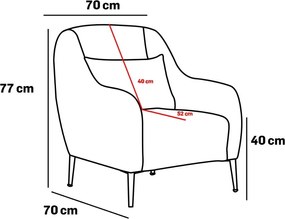 Πολυθρόνα Ανθρακί VENUS 1 70x77x77