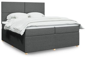 vidaXL Κρεβάτι Boxspring με Στρώμα Σκούρο Γκρι 200x200 εκ. Υφασμάτινο