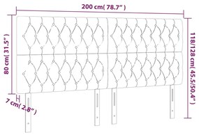 vidaXL Κεφαλάρι Κρεβατιού LED Μαύρο 200x7x118/128 εκ. Υφασμάτινο