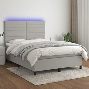 ΚΡΕΒΑΤΙ BOXSPRING ΜΕ ΣΤΡΩΜΑ &amp; LED ΑΝ.ΓΚΡΙ 140X200ΕΚ. ΥΦΑΣΜΑΤΙΝΟ 3134957