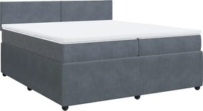 vidaXL Κρεβάτι Boxspring με Στρώμα Σκούρο Γκρι 200x200 εκ. Βελούδινο