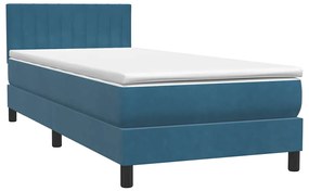 BOX SPRING ΚΡΕΒΑΤΙ ΜΕ ΣΤΡΩΜΑ ΣΚΟΥΡΟ ΜΠΛΕ 100X220 CM ΒΕΛΟΥΔΙΝΟ 3317113