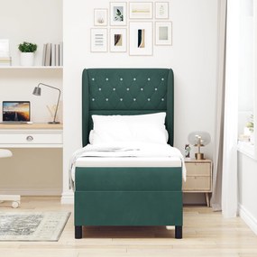 vidaXL κρεβάτι Box Spring με στρώμα  σε σκούρο πράσινο 80x200 εκ. βελούδο