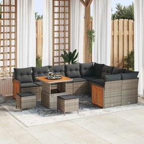 vidaXL Σετ Καναπέ Κήπου με μαξιλάρι 12 pcs Γκρι 80 x 80 x 71 cm