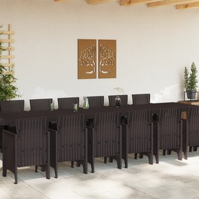 vidaXL 15 τεμαχίων Σετ Τραπεζαρίας Κήπου με Μαξιλάρια Καφέ Συνθετικό Ρατάν