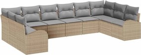 vidaXL Σετ Καναπέ με μαξιλάρι 10 pcs Μπεζ Πολυρατάν