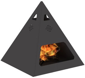 vidaXL Μπάρμπεκιου Πυραμίδα Μαύρη 50x50x51 εκ Ατσάλι