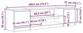 Έπιπλο Τηλεόρασης Καφέ Δρυς 188,5x41x50 εκ. από Επεξεργ. Ξύλο - Καφέ