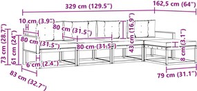 vidaXL Σειρά Καναπέ Εξωτερικού 5 pcs Φυσικό και Ανθρακί