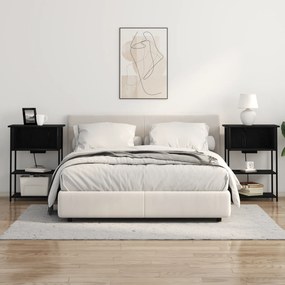 vidaXL Κομοδίνο Μαύρη δρυς 55 x 31 x 76 εκ Επεξεργασμένο ξύλο