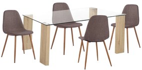 ΣΕΤ ΤΡΑΠΕΖΑΡΙΑΣ 5ΤΜΧ LEOMOR HM21270.02 ΤΡΑΠΕΖΙ & 4 ΚΑΡΕΚΛΕΣ - ΚΑΦΕ ΥΦΑΣΜΑ