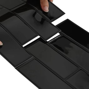 vidaXL Πλακάκι Subway 10 pcs Μαύρο 29 x 21 εκ Πολυουρεθάνη και PET