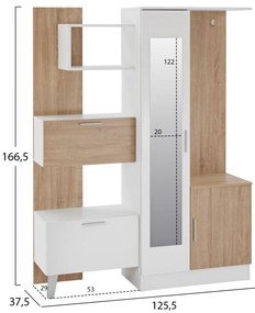 ΕΠΙΠΛΟ ΕΙΣΟΔΟΥ ΜΕ ΡΑΦΙΑ &amp; ΚΑΘΡΕΠΤΗ ILIANA HM2265 ΛΕΥΚΟ-SONAMA 125,5x37,5x166,5Y εκ.