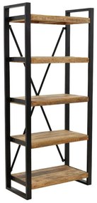 Bookcase Miles solid mango wood natural-black 80x40x180cm 80x40x180 εκ.