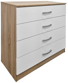 Συρταριέρα Athos pakoworld σε sonoma-λευκή απόχρωση 80x40x79εκ
