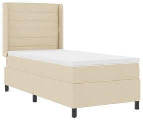 vidaXL Κρεβάτι με Στρώμα & LED σε Κρέμ, 90x200 εκ Ύφασμα