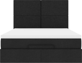 vidaXL Οθωμανικό κρεβάτι με στρώμα Μαύρο 140x200cm Ύφασμα
