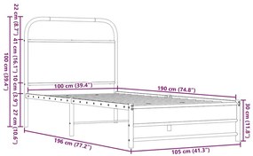 Πλαίσιο Κρεβατιού Χωρ. Στρώμα Καφέ Δρυς 100x190 εκ Επ. Ξύλο - Καφέ