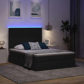 vidaXL LED Κρεβάτι αποθήκευσης με στρώμα Μαύρο 140 x 190 cm Ύφασμα
