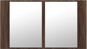 vidaXL Ντουλάπι Μπάνιου Καθρέφτη/Φως LED Καφέ Δρυς 80x12x45εκ Ακρυλικό
