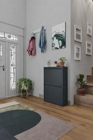 Stewehome Σετ 2 μεταλλικών παπουτσοθηκών Γκρι 50x15x71 cm