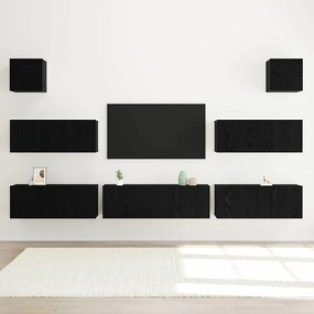 vidaXL Σετ Ντουλάπας Τηλεόρασης 7 pcs Μαύρη δρυς 100 x 30 x 30 cm