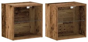 vidaXL Κρεμαστό Ράφι 2 τεμ Παλιό Ξύλο 40x28,5x40 εκ Επεξεργασμένο Ξύλο