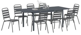 vidaXL 9 Τεμάχιο Σετ Τραπεζαρίας 9 pcs Σκούρο Γκρι Large