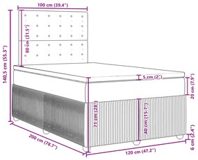 Κρεβάτι Boxspring με Στρώμα Σκούρο Πράσινο 120x200εκ. Βελούδινο - Πράσινο