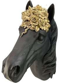 Διακοσμητικό Άλογο 269-122-166 20,5x13x32cm Gold-Black Πολυρεσίνη