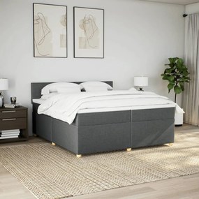 vidaXL Κρεβάτι Boxspring με Στρώμα Σκούρο Γκρι 200x200 εκ. Υφασμάτινο