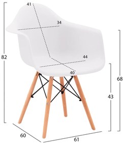 Καρέκλα MIRTO με Ξύλινα πόδια Λευκό 64x60x81Υ εκ. 4αδα 64x60x81 εκ.