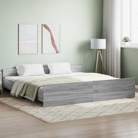 Πλαίσιο Κρεβατιού με Κεφαλάρι/Υποπόδιο Γκρι Sonoma 180x200 εκ.