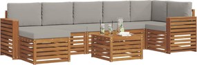 vidaXL Σειρά Καναπέ Εξωτερικού 8 pcs Φυσικό και Ανοιχτό Γκρι