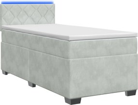 vidaXL Κρεβάτι Box Spring με Στρώμα και LED Ανοιχτό γκρι 100 x 200 cm