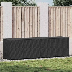 vidaXL Κουτί Αποθήκευσης Κήπου Μαύρο 200x50x60 εκ. από Συνθετικό Ρατάν